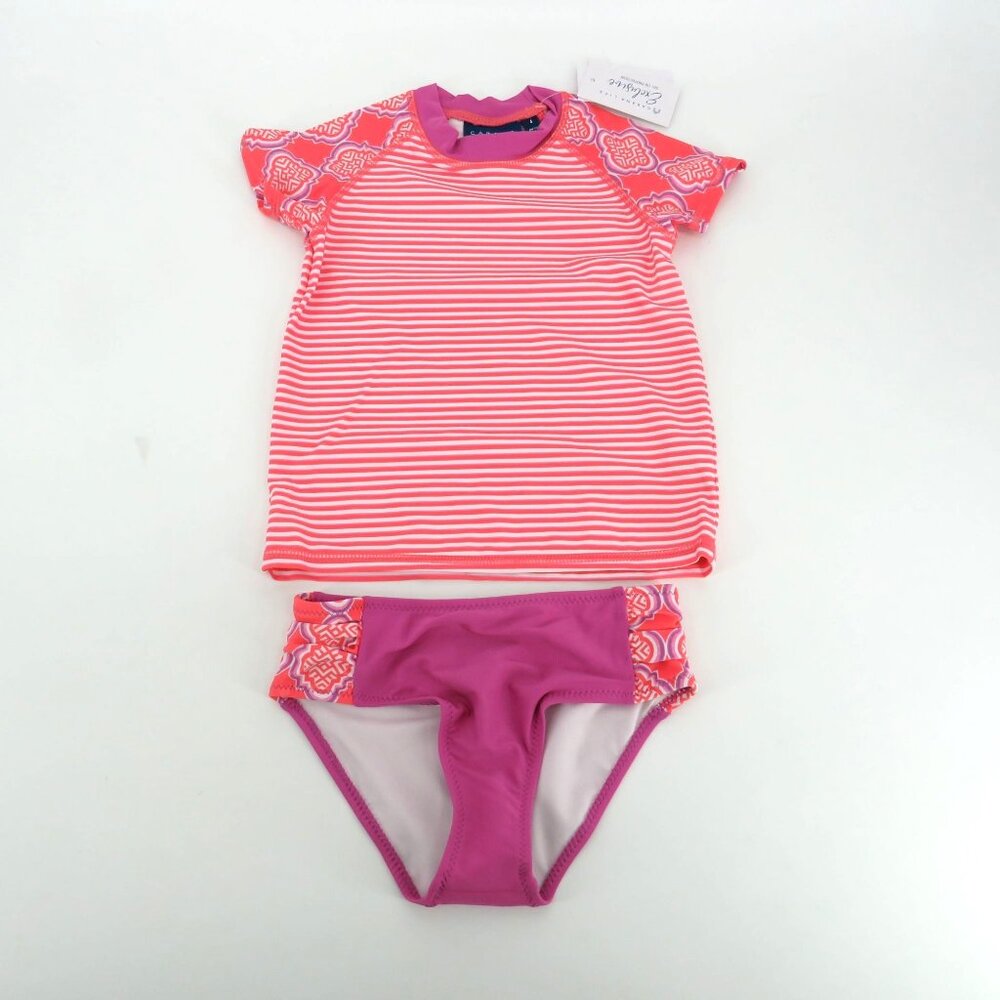Cabana Life Girls 2-Piece Swim Rash Guard Bikini Bottom UPF 50 Size 4 NWT $40
